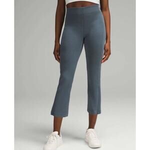 Lululemon Ribbed Softstreme Zip Leg Pants Gray Blue High Rise Crop 8 LW6CNWS.0